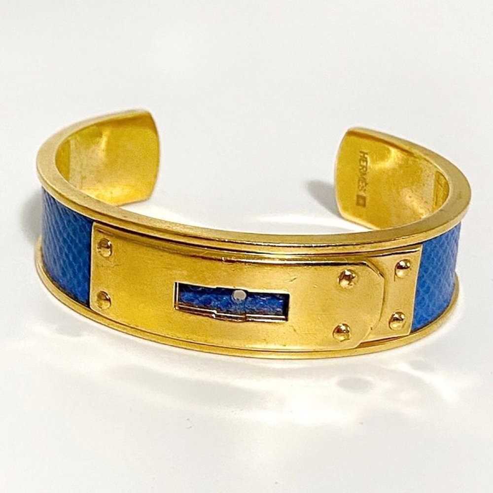 COPY - Hermes Kelly Cuff Bracelet Blue Lizard & GHW